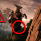 A red circle and arrow point at the genitals of a horse from Elden Ring while it traverses the side of a mountain.